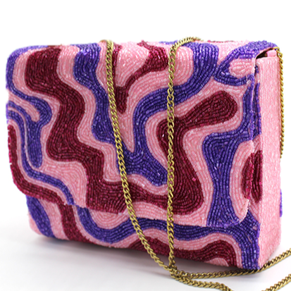 Pink Lava Beaded Crossbody Bag