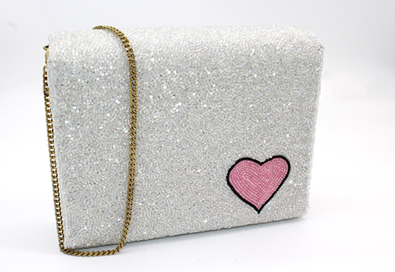 Heart Beaded Crosbody Bag