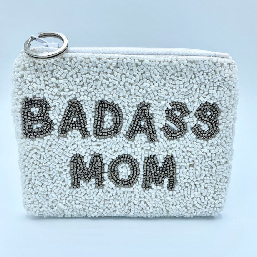 Badass Mom Beaded Coin Purse